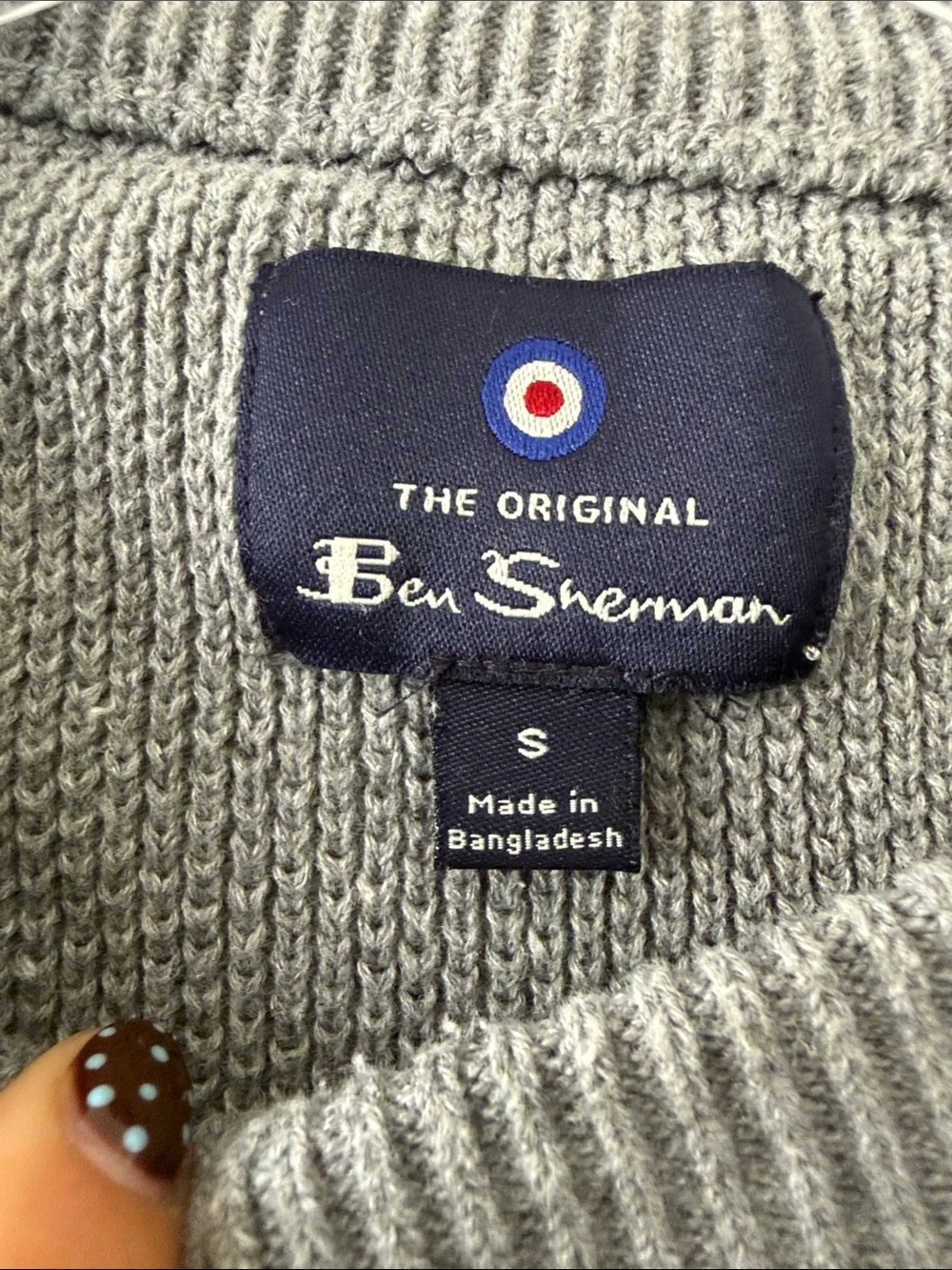 Ben Sherman Men's Colorblock Knit Crewneck Sweater Gray Tan Striped Small